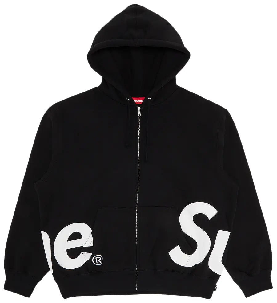 Supreme Big Logo Zip Up Hooded Sweatshirt 'Black'