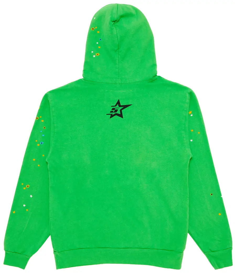 Sp5der P*nk V2 Rhinestone Hoodie 'Bright Green'