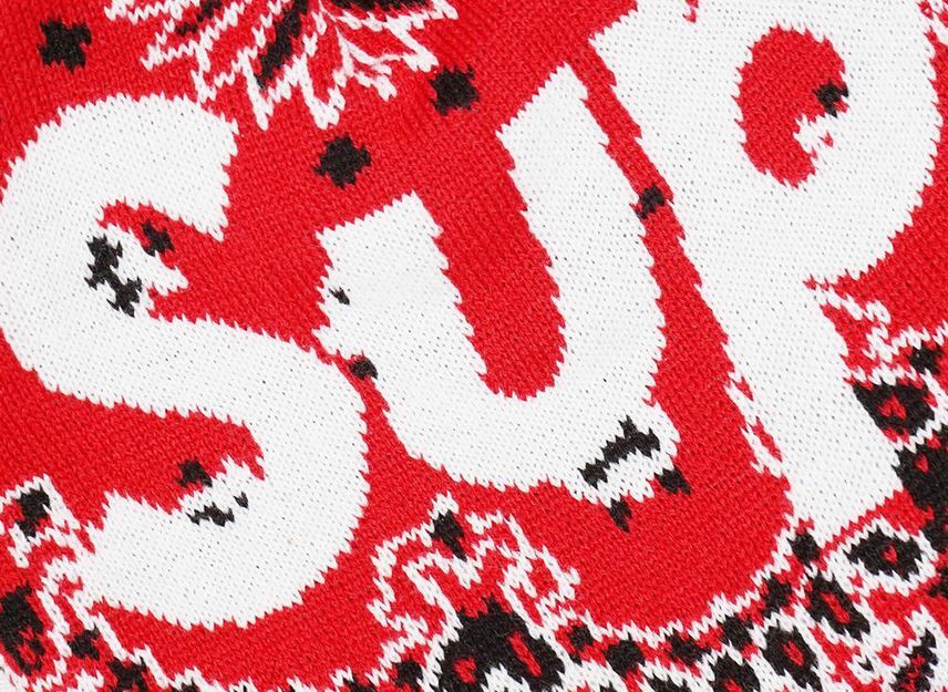 Supreme Bandana Big Logo Beanie 'Red'